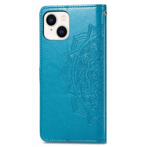 Mandala iPhone 15 Läppäkotelo - Sininen