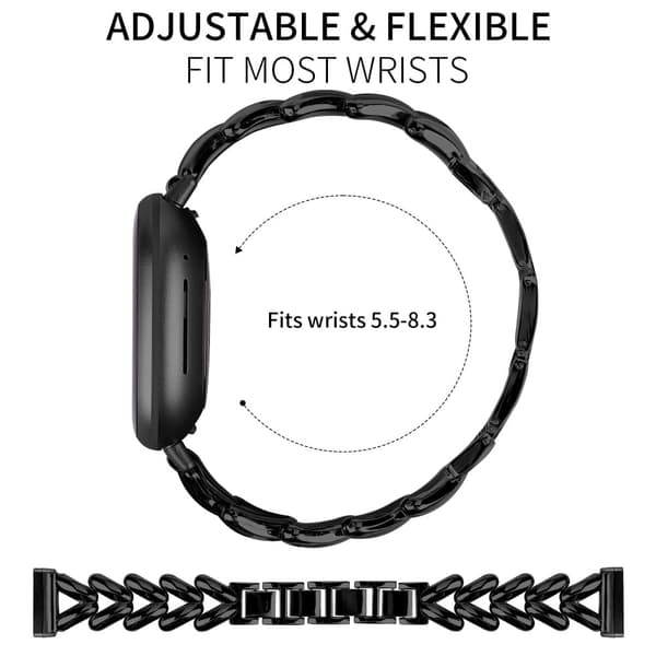 Zinklegeret urrem Fitbit Versa 3 / Sense Twisted Metal Erstatningsrem - Sort
