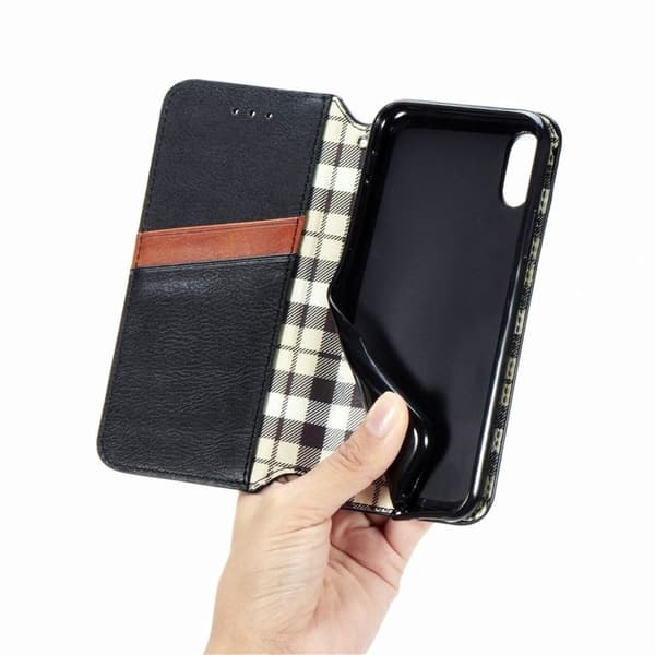 Læder Etui med A Stilfuldt Rhombus Tryk til Google Pixel 6a - Sort