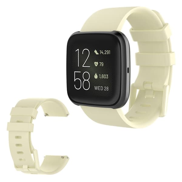 Fitbit Versa 2 / Versa Lite silikoninen kellonauha - Beige / Koko: S