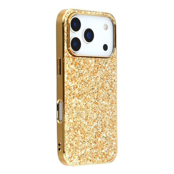 Glitter iPhone 17 Pro skal - Guld
