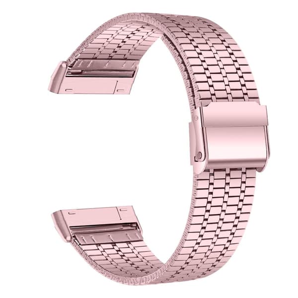 Fitbit Sense 2 / Versa 4 stropp i rustfritt stål med dobbel spenne - Rosa Rose