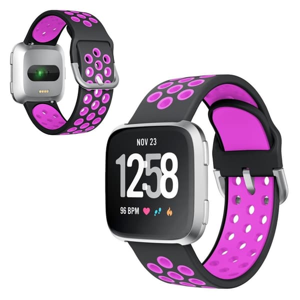 Fitbit Versa / Versa 2 cool  silikon klokkereim - Black / Lilla