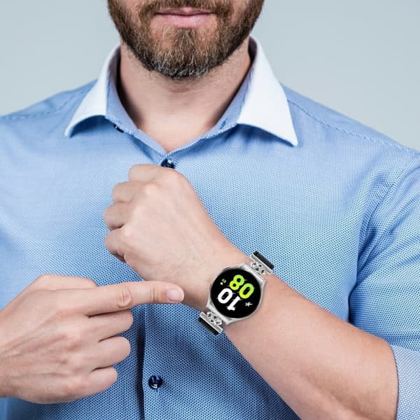 Samsung Galaxy Watch7 ægte okselæderrem med quick release-stik - Sort