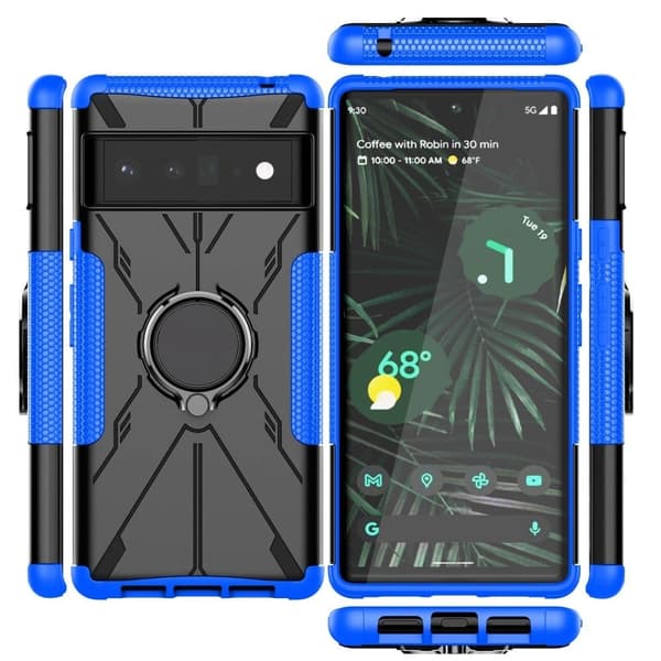 Kickstand-cover med magnetisk plade til Google Pixel 6 Pro - Blå