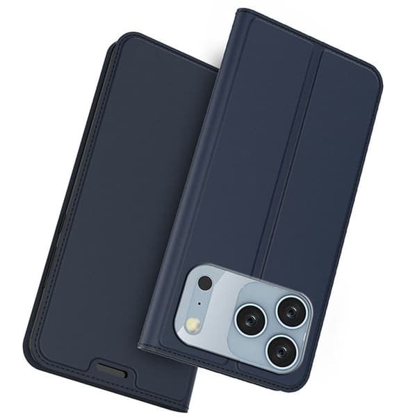 Sileä ja ohut premium-PU-nahkakotelo iPhone 17 Pro Max - Sininen
