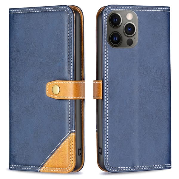 BINFEN tofarget læretui for iPhone 12 / iPhone 12 Pro - Blå