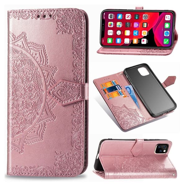 Mandala iPhone 11 Flip kotelot - Ruusukulta