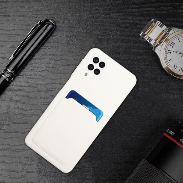 Card Holder Deksel til Samsung Galaxy A12 5G - Hvit