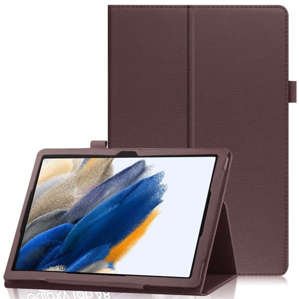 Foldbart etui med Lichi-tekstur til Samsung Galaxy Tab A8 10.5 (2021) - Brun