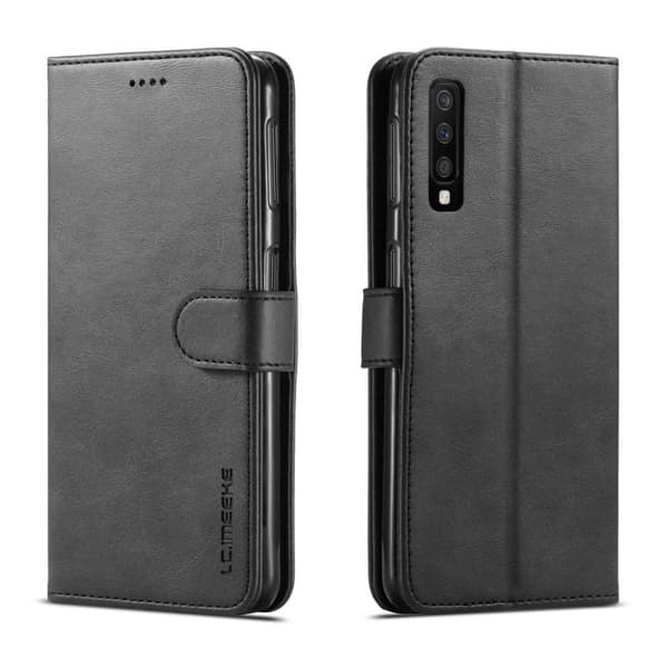 LC.IMEEKE Samsung Galaxy A7 (2018) læder flip etui - Sort