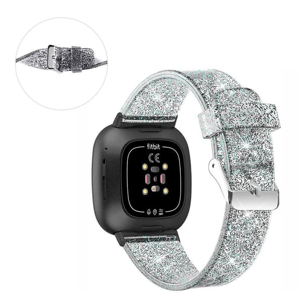 Fitbit Sense / Versa 3 glitrende pulver fleksibel urrem - Sort