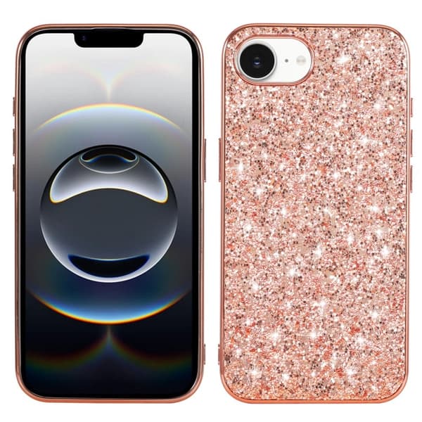 Glitter iPhone 16e cover - Rødguld