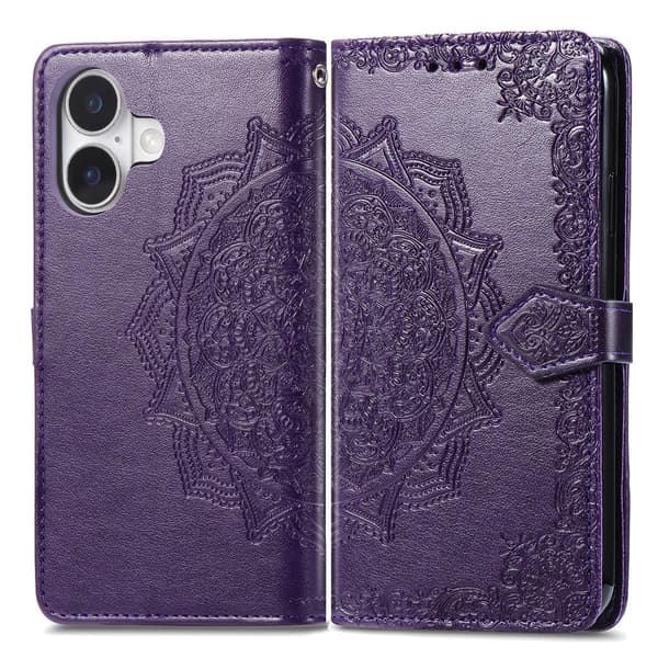 Mandala iPhone 17 etui i lær - Lilla