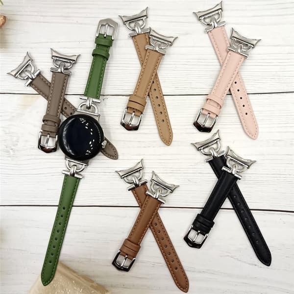 Google Pixel Watch 3 45 mm urrem Ægte oksekindrem med D-ring-forbindelse - Sort
