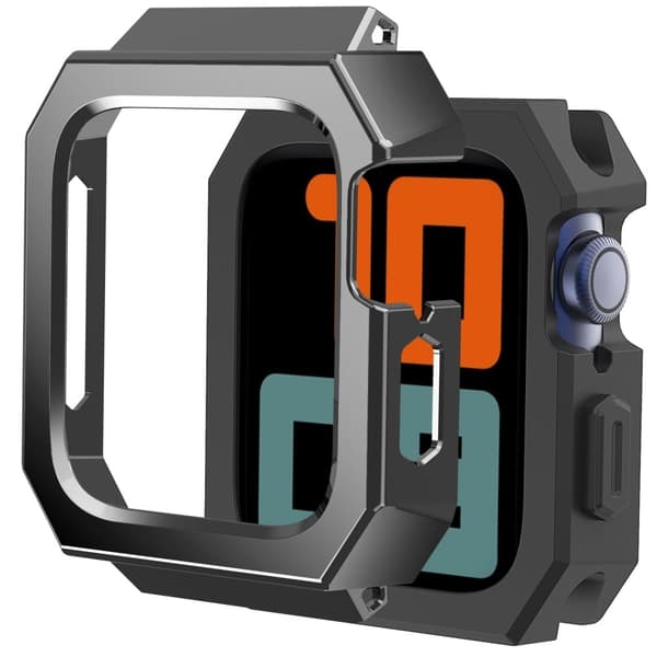 AHASTYLE Apple Watch SE 2022 (44mm) cover i rustfrit stål - Sort