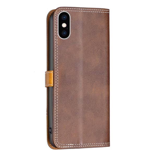 BINFEN tofarget læretui for iPhone Xs Max - Kaffe