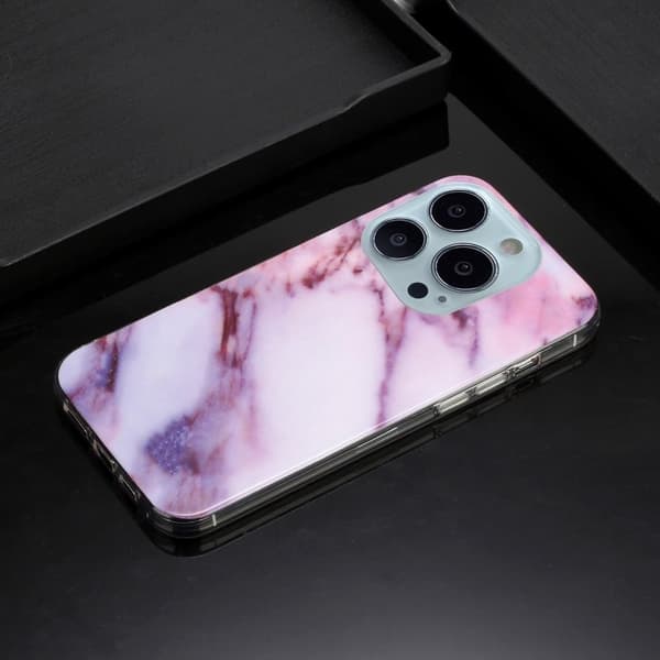 Marble iPhone 14 Pro Max Suojakotelo - Violetti Marble