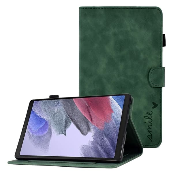 Samsung Galaxy Tab A7 Lite nahkakotelo, jossa on korttipaikat - Vihreä