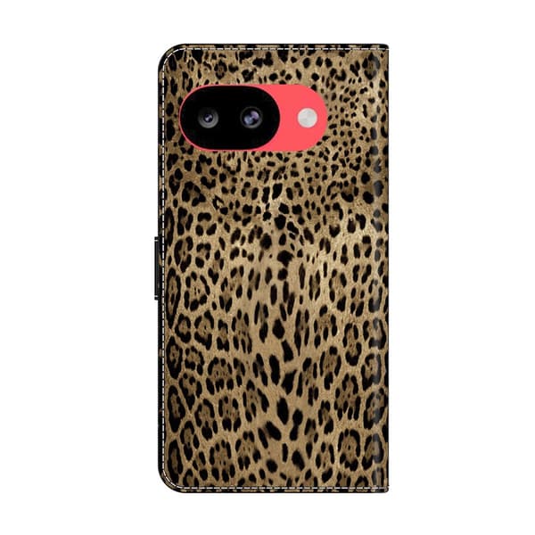 Plånboksfodral för Google Pixel 10a med mönstertryck i veganskt läder och utfällbart stativ - Leopardtryck