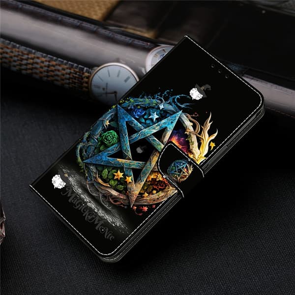 Xiaomi 17 Ultra plånboksfodral, vikbart stativ, mönstertryckt läderfodral - Pentagram