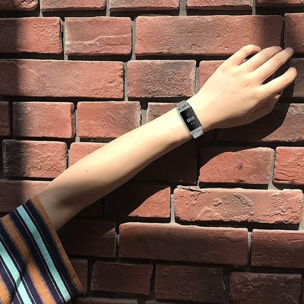 Fitbit Charge 4 / 3 urrem i ægte læder - Mørkegrå