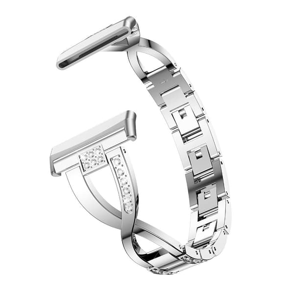 Fitbit Sense 2 / Versa 4 klockarmband med strassdekor - Silver