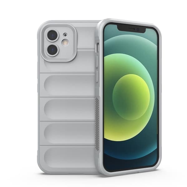 Mjukt greppformat iPhone 12 skal - Silver/Grå