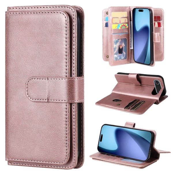 iPhone Air etui med pung & 10 kortpladser - Rødguld