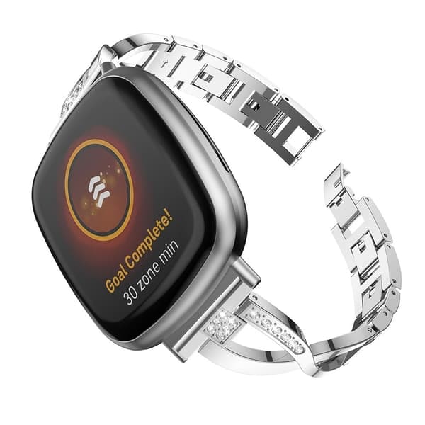 Fitbit Sense 2 / Versa 4 strassikoristeinen koristekellon hihna - Hopea