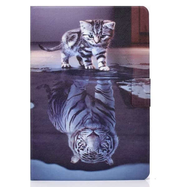 Amazon Fire 7 (2022) læderetui med cool mønster - Kat / Tiger