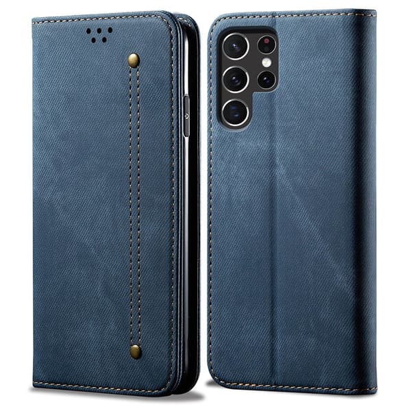 Jeans Samsung Galaxy S26 Ultra flip case - Sininen
