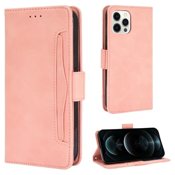 Moderne iPhone 13 Mini læderetui med pung - Pink