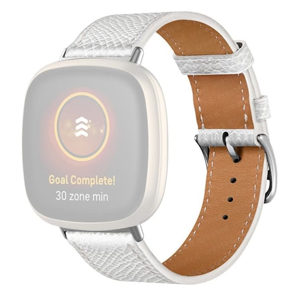 Fitbit Sense 2 / Versa 4 klockarmband i äkta läder med sömmar - Vit