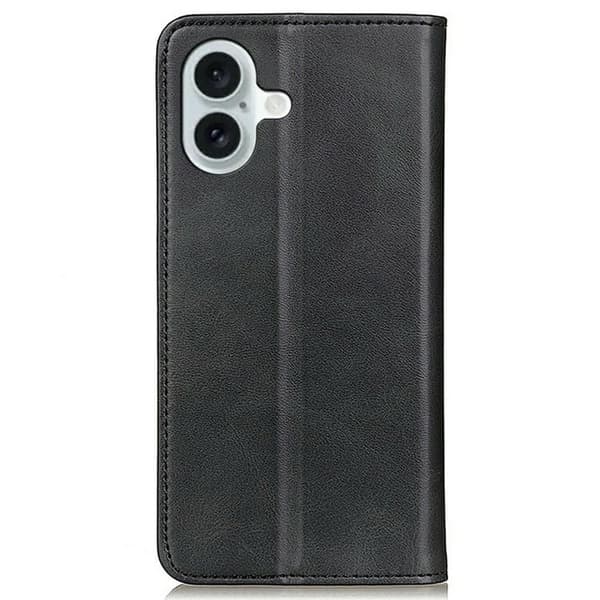 iPhone 17 flip etui i ægte læder med pung - Sort