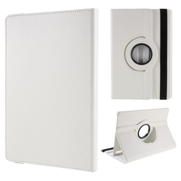 Samsung Galaxy Tab S9 / S8 Tablet Case med roterande stativ - Vit Med Elastiskt Band