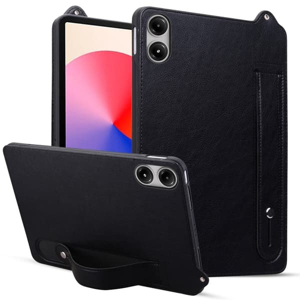 Xiaomi Redmi Pad 2-etui med håndrem og kickstand i læder til tablet - Sort