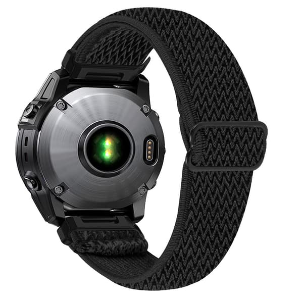 Garmin Fenix 8 51 mm urrem i elastisk nylon med sort forbindelsesstykke - Sort