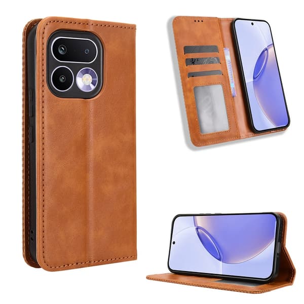Hållbart konstläder Realme 16 Pro Plus fodral med plånbok - Brun