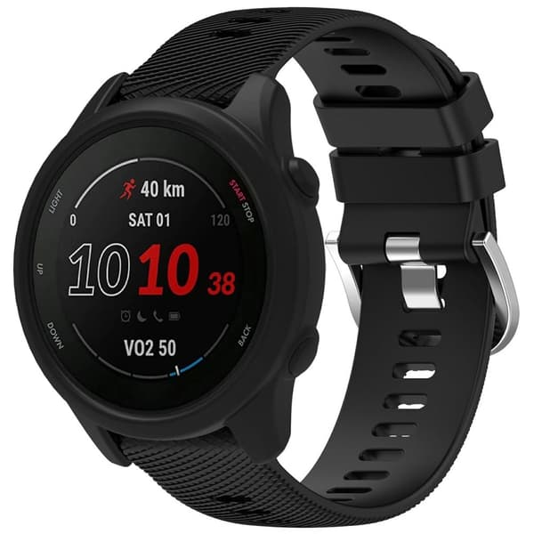 Garmin Forerunner 255 / Forerunner 265 Cross-Texture silikonerem med urkasse - Sort