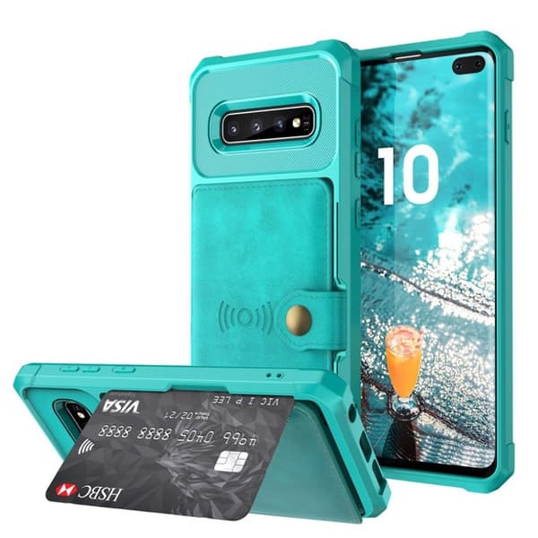 Samsung Galaxy S10 Plus lompakko suojakotelo - Vihreä