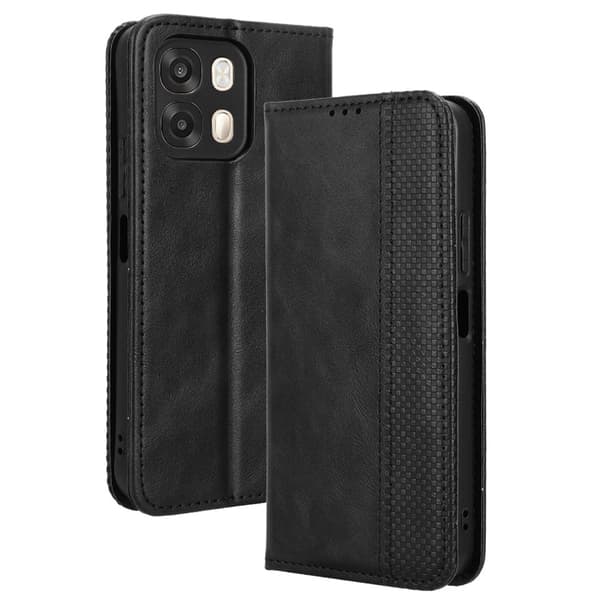 Oppo A6 læderetui med pung - Sort
