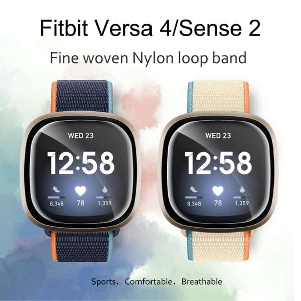 Fitbit Sense 2 / Versa 4 nylonrem - Perle Rosa