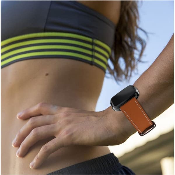 Fitbit Versa 23mm ægte læder urrem - Brun