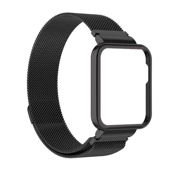 Urrem i rustfrit stål med cover til Xiaomi Redmi Watch 2 - Sort