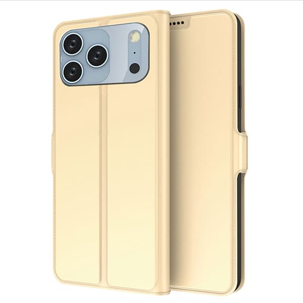 Glatt og tynt premium PU-skinnetui for iPhone 17 Pro - Gull
