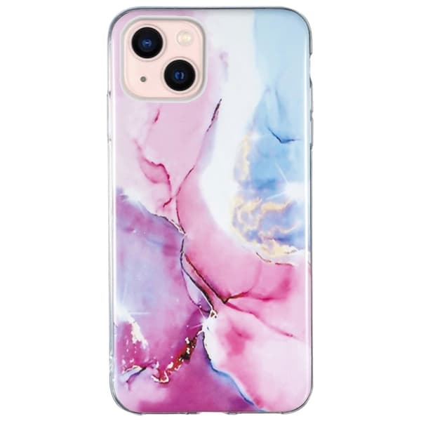 Marble iPhone 13 Etui - Rosa / Blå