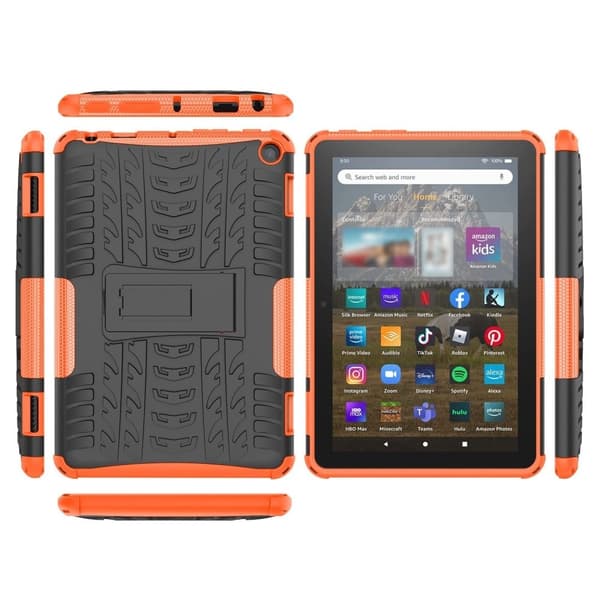 Dækmønster kickstand-etui til Amazon Fire 8 HD (2022) - Orange