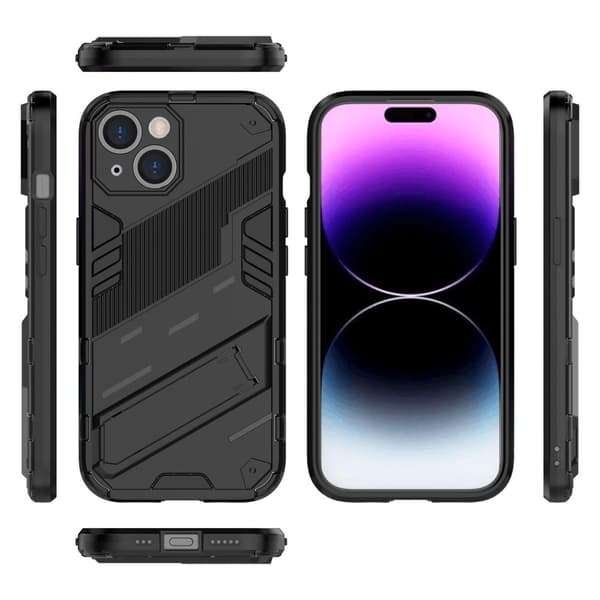 Shockproof Hybrid Deksel med A Modern Touch til iPhone 15 - Svart