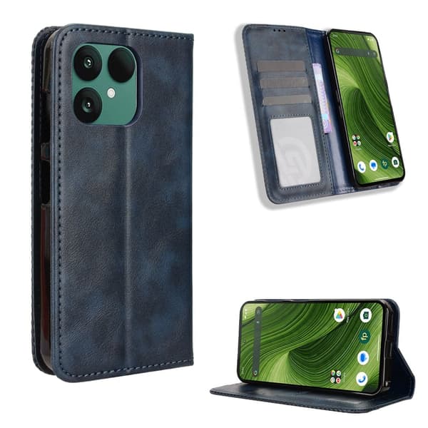 Fairphone 6 læderetui med pung - Blå